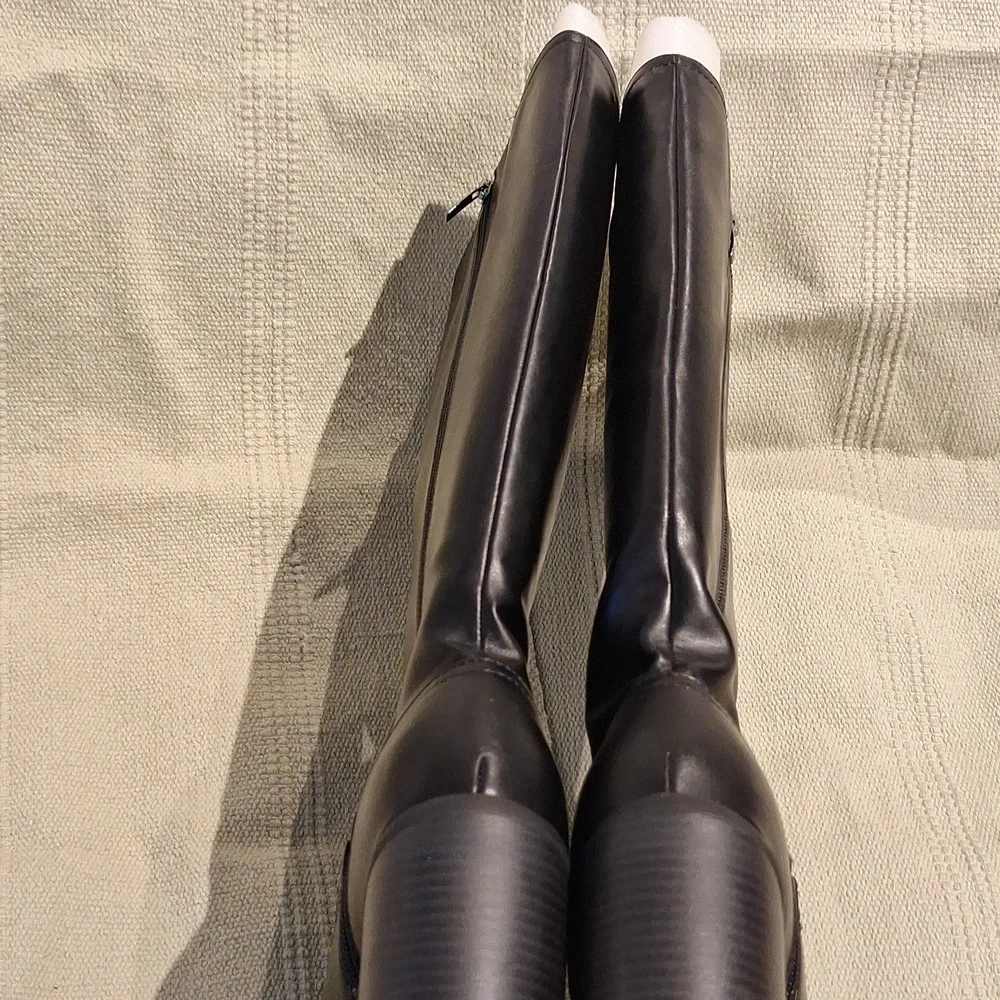 Nine West Kani clunky black stacked heeled knee boots 9M - Picture 5 of 10